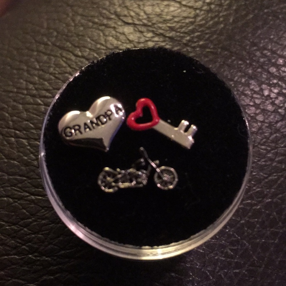 Origami Owl Set of 3 Silver Charms Motorcycle Grandpa